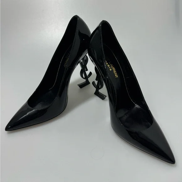 YSL Saint Laurent Opyum 110 Point Toe Leather Pumps Heels Black EU
